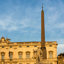 ROME, ITALY - JUNE 24, 2017: Sunset view of Obelisk and Palazzo della Consulta at Piazza del Quirinale in Rome, Italy