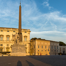 ROME, ITALY - JUNE 24, 2017: Sunset view of Obelisk and Palazzo della Consulta at Piazza del Quirinale in Rome, Italy