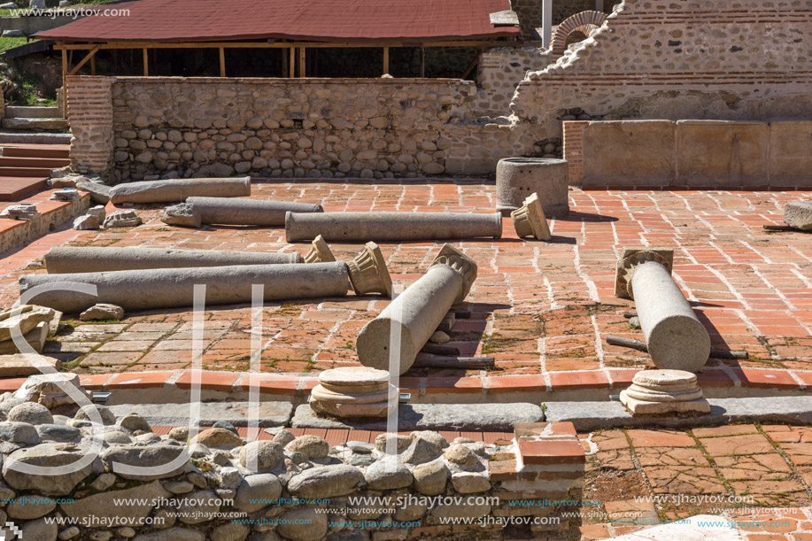 Ruins of Episcopal complex with basilica in town of Sandanski, Bulgaria