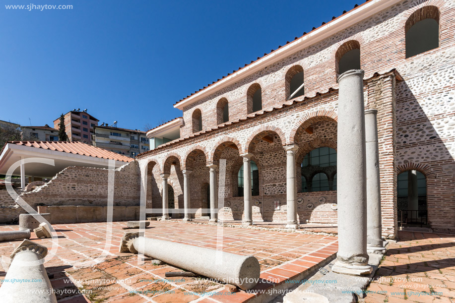 Ruins of Episcopal complex with basilica in town of Sandanski, Bulgaria