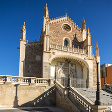 MADRID, SPAIN - JANUARY 22, 2018:  Amazing view of San Jeronimo el Real church in City of Madrid, Spain
