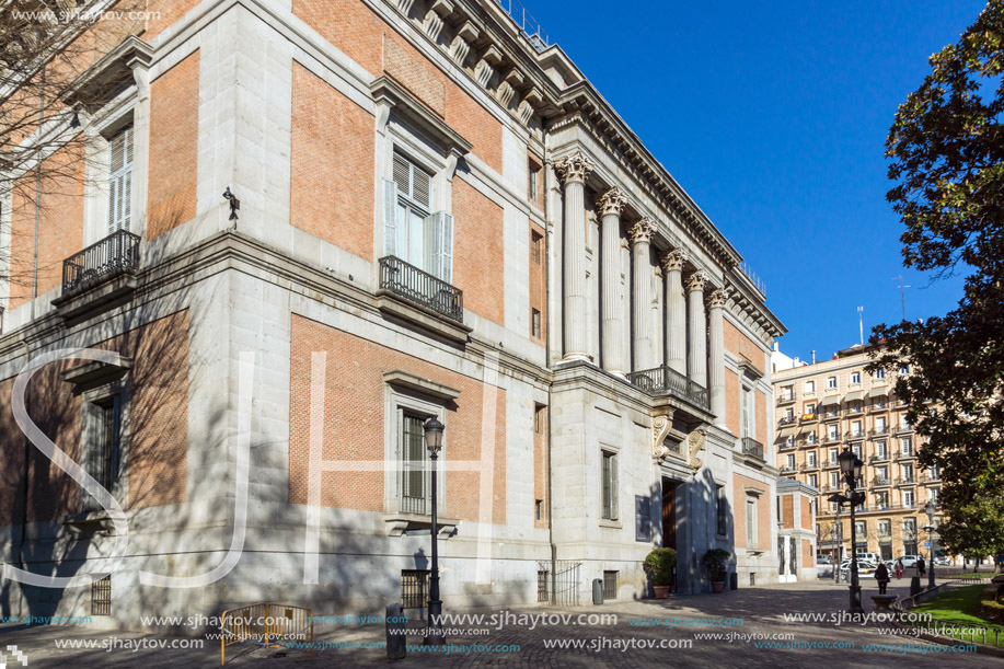 MADRID, SPAIN - JANUARY 22, 2018: Facade of Museum of the Prado in City of Madrid, Spain