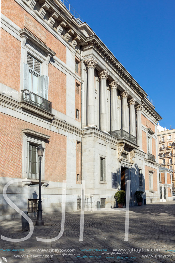 MADRID, SPAIN - JANUARY 22, 2018: Facade of Museum of the Prado in City of Madrid, Spain