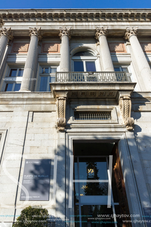 MADRID, SPAIN - JANUARY 22, 2018: Facade of Museum of the Prado in City of Madrid, Spain