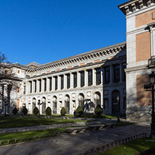 MADRID, SPAIN - JANUARY 22, 2018: Facade of Museum of the Prado in City of Madrid, Spain