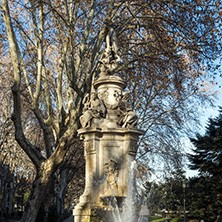 MADRID, SPAIN - JANUARY 22, 2018: Apollo Fountain in City of Madrid, Spain