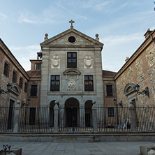 MADRID, SPAIN - JANUARY 22, 2018:  Amazing Sunset view of Royal Monastery of the Incarnation in City of Madrid, Spain