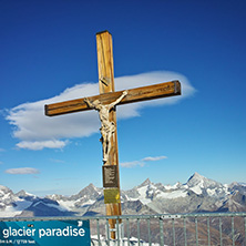MATTERHORN GLACIER PARADISE, SWITZERLAND - OCTOBER 27, 2015: Crucifixion on Matterhorn Glacier Paradise near Matterhorn Peak, Alps, Switzerland