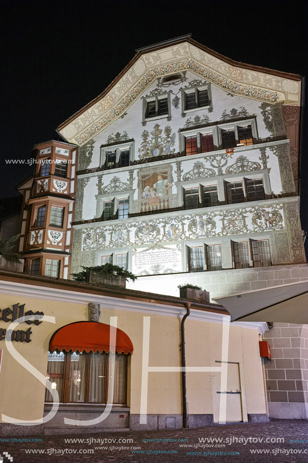 LUCERNE, SWITZERLAND - OCTOBER 27, 2015: Night photo of Old town and the historic center of City of Luzern, Switzerland