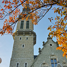 ZURICH, SWITZERLAND -OCTOBER 28, 2015: Autumn view of the St. Jakob Church, Zurich, Switzerland