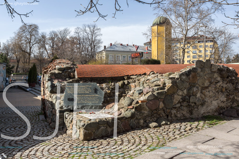 SOFIA, BULGARIA - MARCH 17, 2018: Remnants of sixteenth century Turkish barracks in Sofia, Bulgaria