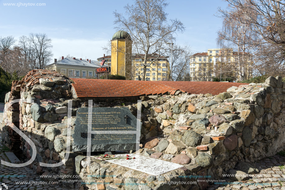 SOFIA, BULGARIA - MARCH 17, 2018: Remnants of sixteenth century Turkish barracks in Sofia, Bulgaria