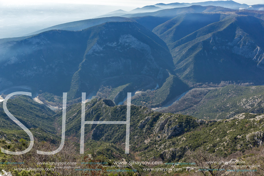 Landscape of Nestos River Gorge near town of Xanthi, East Macedonia and Thrace, Greece