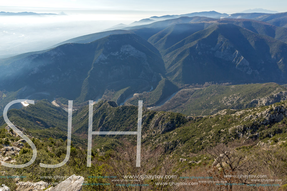 Landscape of Nestos River Gorge near town of Xanthi, East Macedonia and Thrace, Greece