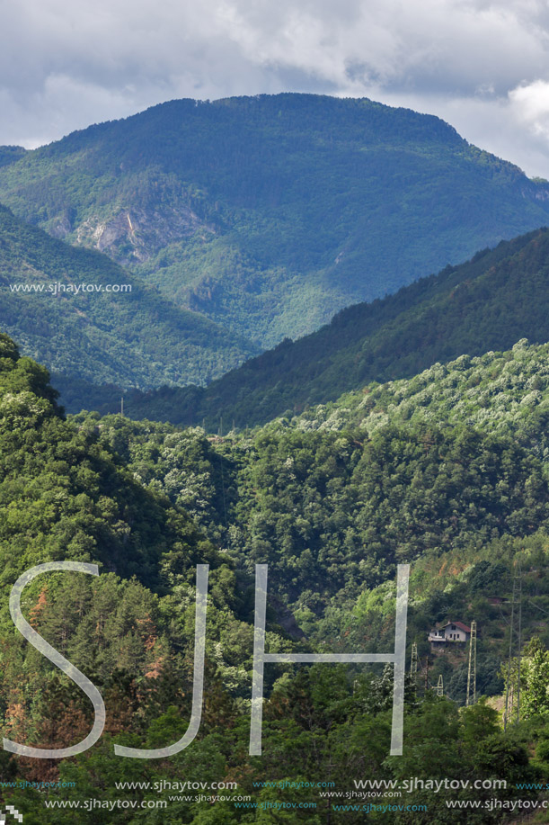 Amazing landscape of Green Hills near town Asenovgrad in Rhodope Mountains, Plovdiv region, Bulgaria