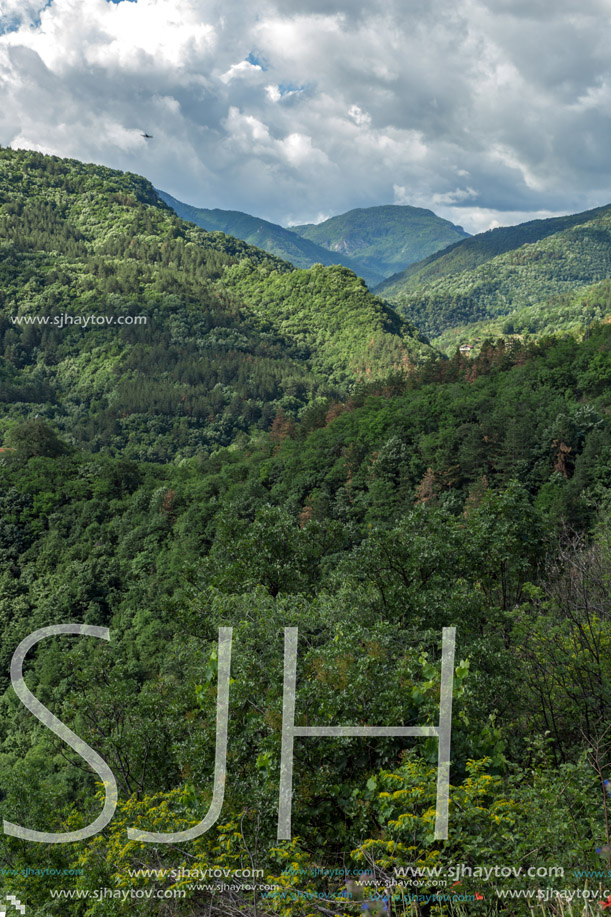 Amazing landscape of Green Hills near town Asenovgrad in Rhodope Mountains, Plovdiv region, Bulgaria