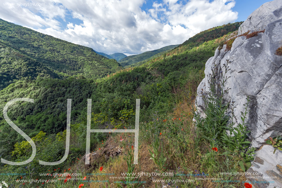 Amazing landscape of Green Hills near town Asenovgrad in Rhodope Mountains, Plovdiv region, Bulgaria