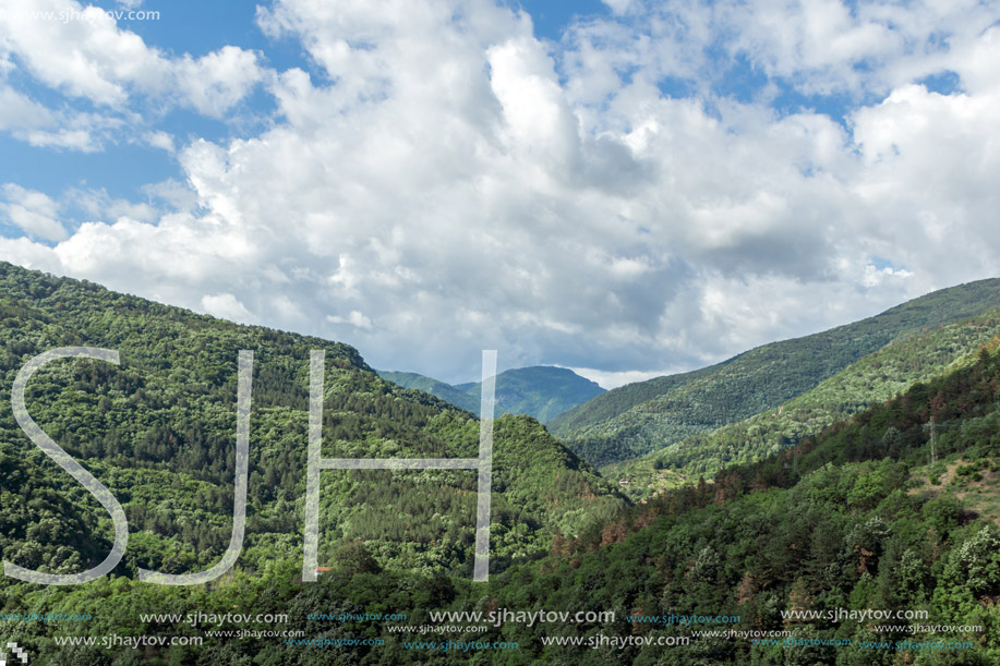 Amazing landscape of Green Hills near town Asenovgrad in Rhodope Mountains, Plovdiv region, Bulgaria