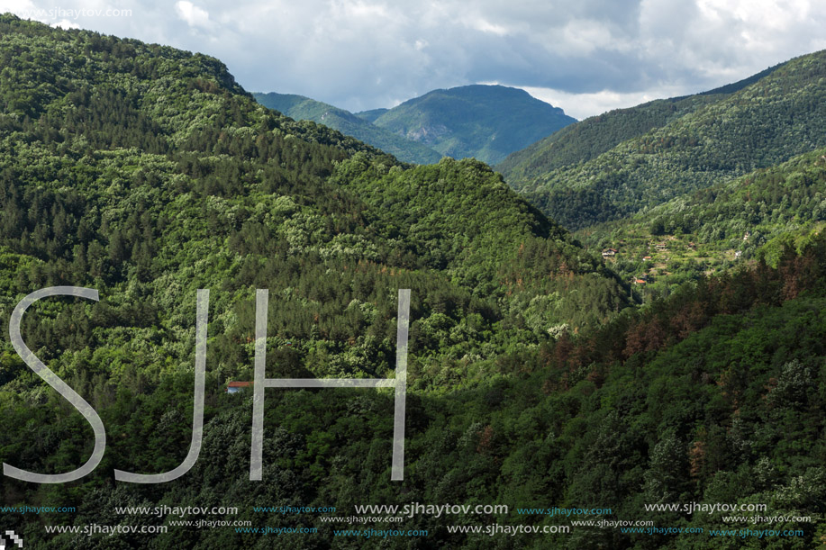 Amazing landscape of Green Hills near town Asenovgrad in Rhodope Mountains, Plovdiv region, Bulgaria