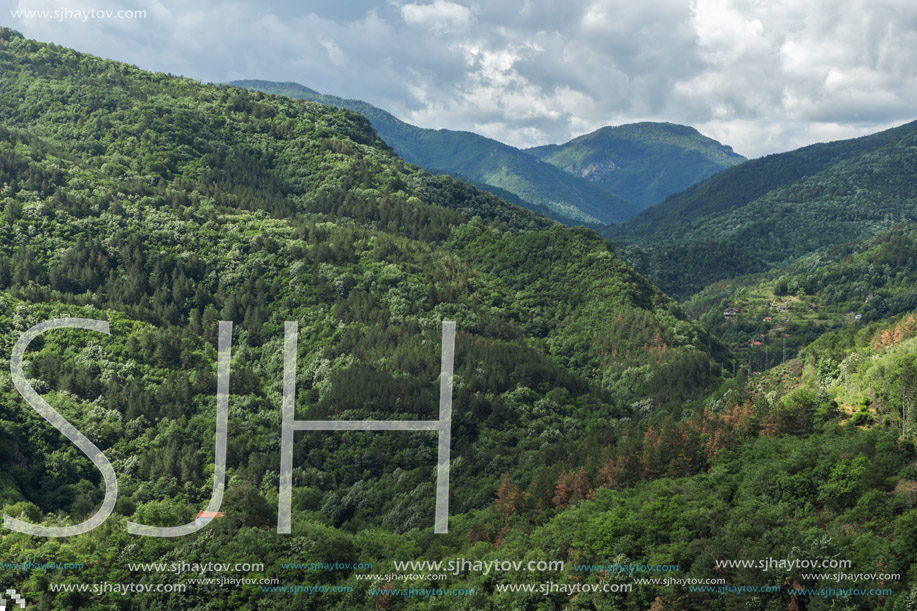 Amazing landscape of Green Hills near town Asenovgrad in Rhodope Mountains, Plovdiv region, Bulgaria