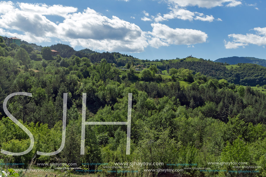 Amazing landscape of Green Hills near Village of Borovo in Rhodope Mountains, Plovdiv region, Bulgaria