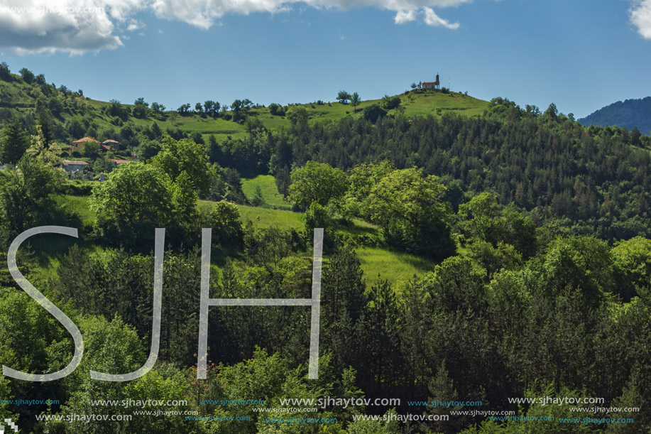 Amazing landscape of Green Hills near Village of Borovo in Rhodope Mountains, Plovdiv region, Bulgaria