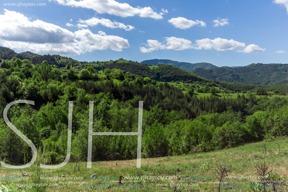 Amazing landscape of Green Hills near Village of Borovo in Rhodope Mountains, Plovdiv region, Bulgaria