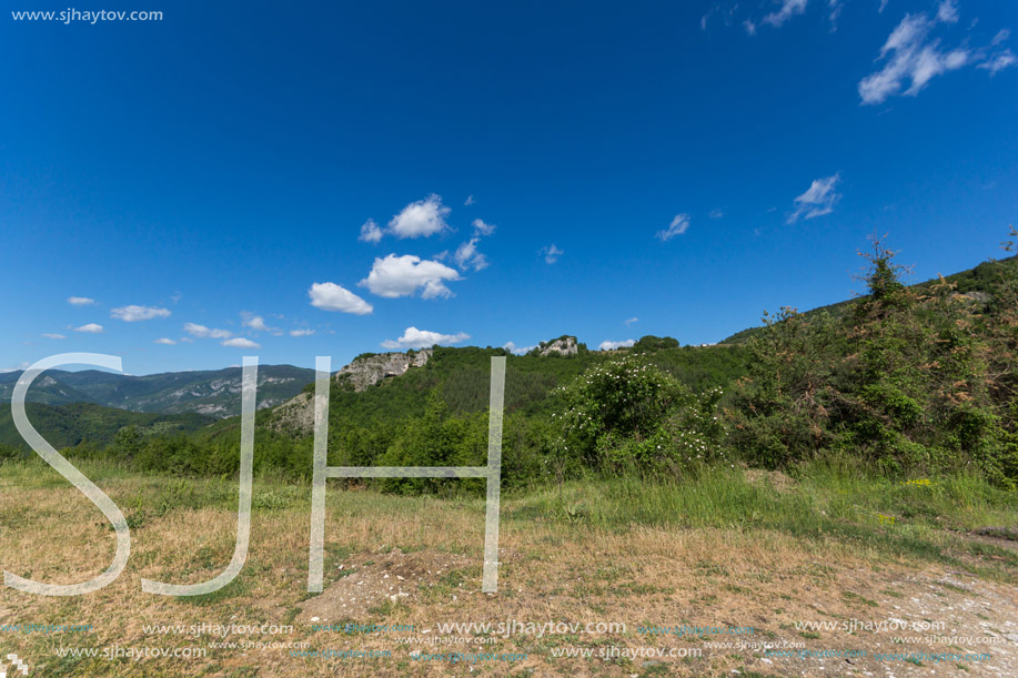 Amazing landscape of Green Hills near Village of Borovo in Rhodope Mountains, Plovdiv region, Bulgaria