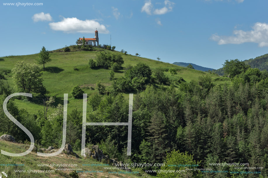 Amazing landscape of Green Hills near Village of Borovo in Rhodope Mountains, Plovdiv region, Bulgaria