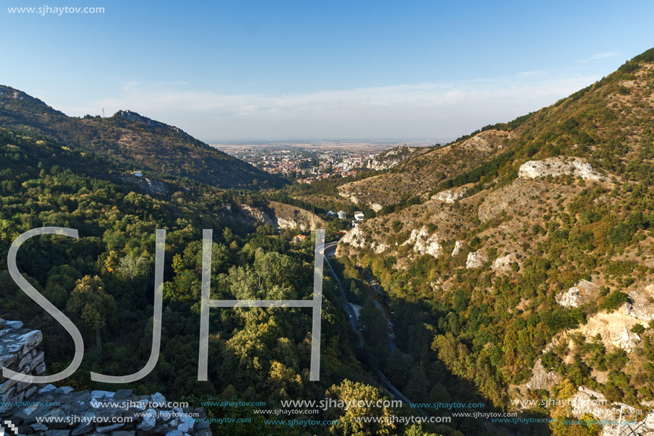 ASENOVGRAD, BULGARIA - OCTOBER 1, 2016: Panorama of town of Asenovgrad from Asen"s Fortress,  Plovdiv Region, Bulgaria