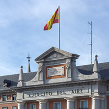 MADRID, SPAIN - JANUARY 23, 2018: Architectural detail  of building of Air Force Headquarters in City of Madrid, Spain