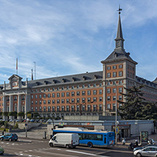 MADRID, SPAIN - JANUARY 23, 2018: Architectural detail  of building of Air Force Headquarters in City of Madrid, Spain