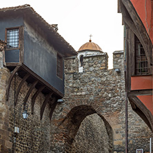 PLOVDIV, BULGARIA - MAY 24, 2018: Night photo of Hisar Kapia - Ancient gate in Plovdiv old town, Bulgaria