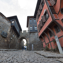 PLOVDIV, BULGARIA - MAY 24, 2018: Night photo of Hisar Kapia - Ancient gate in Plovdiv old town, Bulgaria