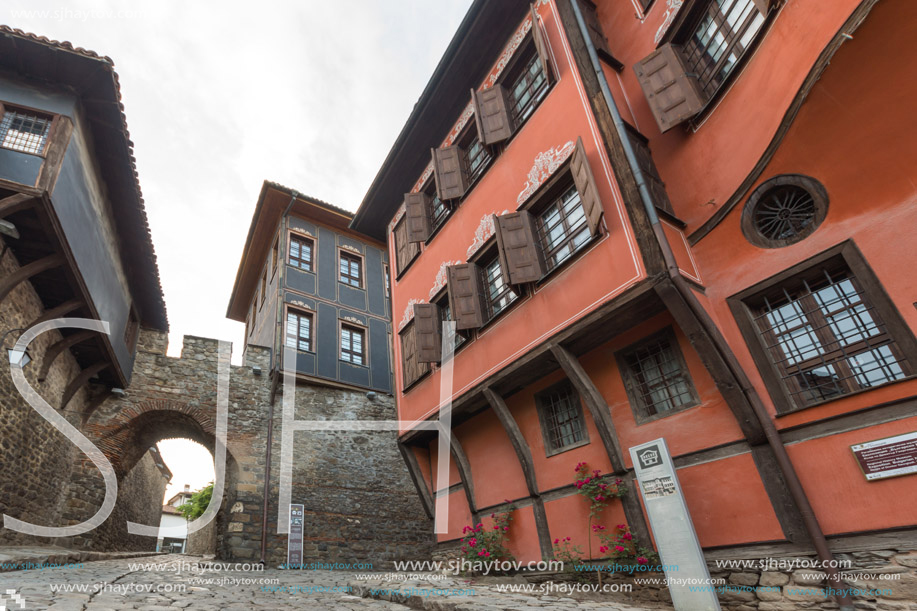 PLOVDIV, BULGARIA - MAY 24, 2018: Night photo of Hisar Kapia - Ancient gate in Plovdiv old town, Bulgaria