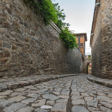 PLOVDIV, BULGARIA - MAY 24, 2018: Night photo of Hisar Kapia - Ancient gate in Plovdiv old town, Bulgaria