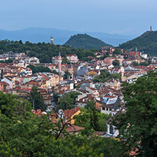PLOVDIV, BULGARIA - MAY 24, 2018: Amazing Night Panorama to City of Plovdiv from Nebet Tepe hill, Bulgaria