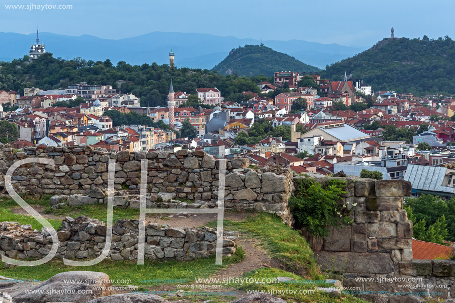 PLOVDIV, BULGARIA - MAY 24, 2018: Amazing Night Panorama to City of Plovdiv from Nebet Tepe hill, Bulgaria