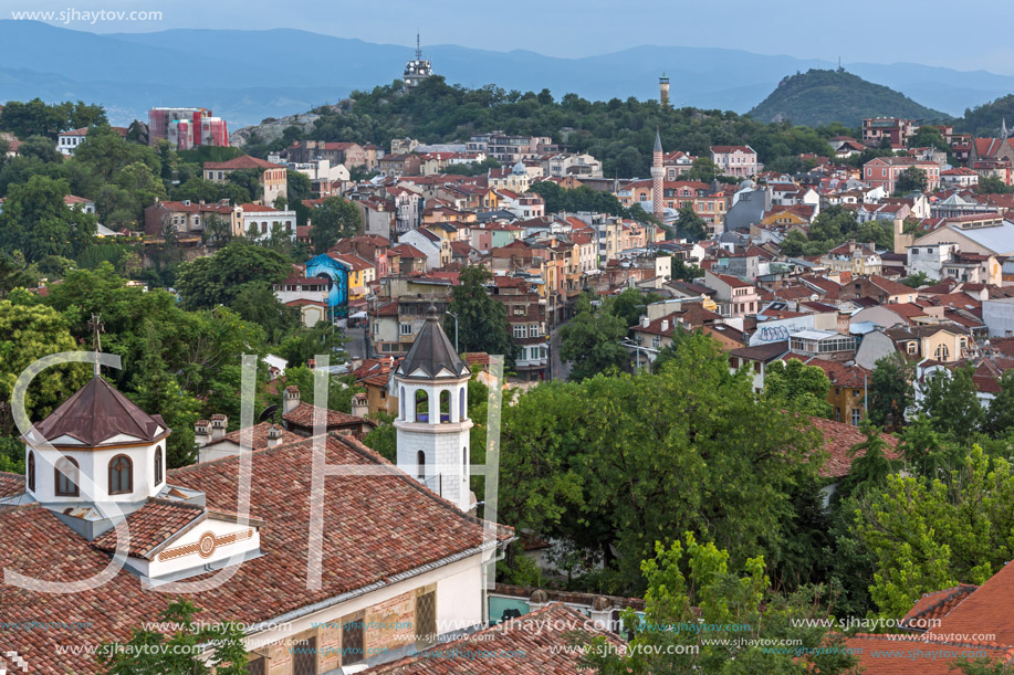 PLOVDIV, BULGARIA - MAY 24, 2018: Amazing Night Panorama to City of Plovdiv from Nebet Tepe hill, Bulgaria