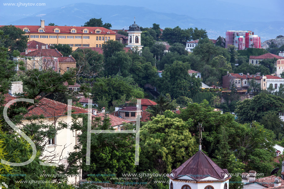 PLOVDIV, BULGARIA - MAY 24, 2018: Amazing Night Panorama to City of Plovdiv from Nebet Tepe hill, Bulgaria