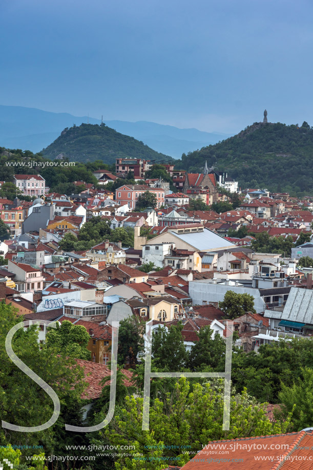 PLOVDIV, BULGARIA - MAY 24, 2018: Amazing Night Panorama to City of Plovdiv from Nebet Tepe hill, Bulgaria