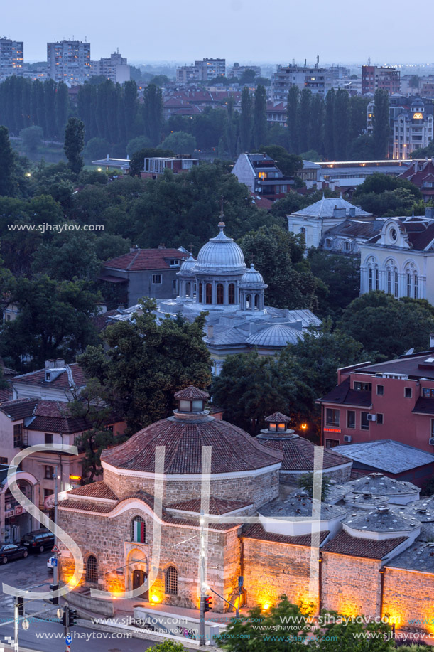 PLOVDIV, BULGARIA - MAY 24, 2018: Amazing Night Panorama to City of Plovdiv from Nebet Tepe hill, Bulgaria