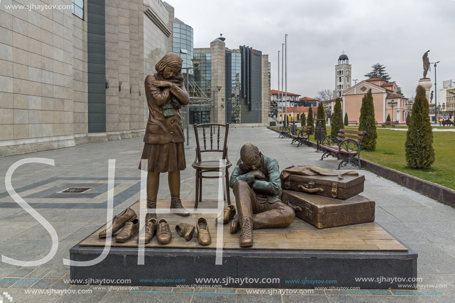 SKOPJE, REPUBLIC OF MACEDONIA - FEBRUARY 24, 2018: Holocaust Museum in city of  Skopje, Republic of Macedonia