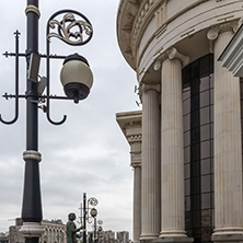 SKOPJE, REPUBLIC OF MACEDONIA - FEBRUARY 24, 2018:  Skopje City Center and Archaeological Museum, Republic of Macedonia