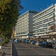 KAVALA, GREECE - DECEMBER 27, 2015: Panoramic view of embankment of city of Kavala, East Macedonia and Thrace, Greece