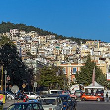 KAVALA, GREECE - DECEMBER 27, 2015: Panoramic view of embankment of city of Kavala, East Macedonia and Thrace, Greece