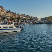 KAVALA, GREECE - DECEMBER 27, 2015: Panoramic view of embankment of city of Kavala, East Macedonia and Thrace, Greece