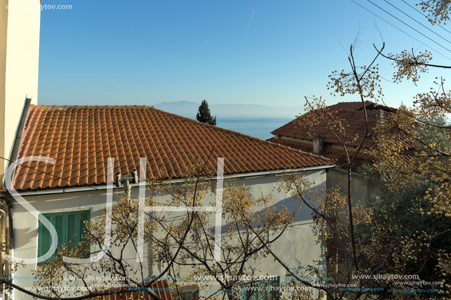 KAVALA, GREECE - DECEMBER 27, 2015: Street in old town of Kavala, East Macedonia and Thrace, Greece