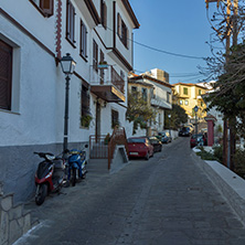 KAVALA, GREECE - DECEMBER 27, 2015: Street in old town of Kavala, East Macedonia and Thrace, Greece