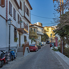 KAVALA, GREECE - DECEMBER 27, 2015: Street in old town of Kavala, East Macedonia and Thrace, Greece